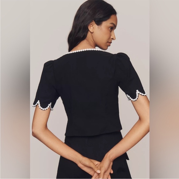 Maeve Scoop-Neck Lace-Trim Blouse - Picture 2 of 8